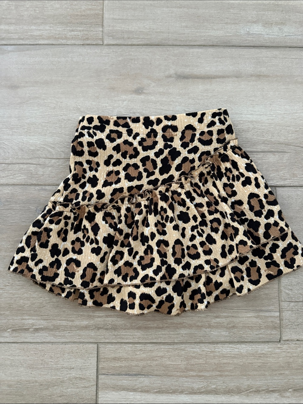 Zara Leopard Tiered Skirt - Black & Brown